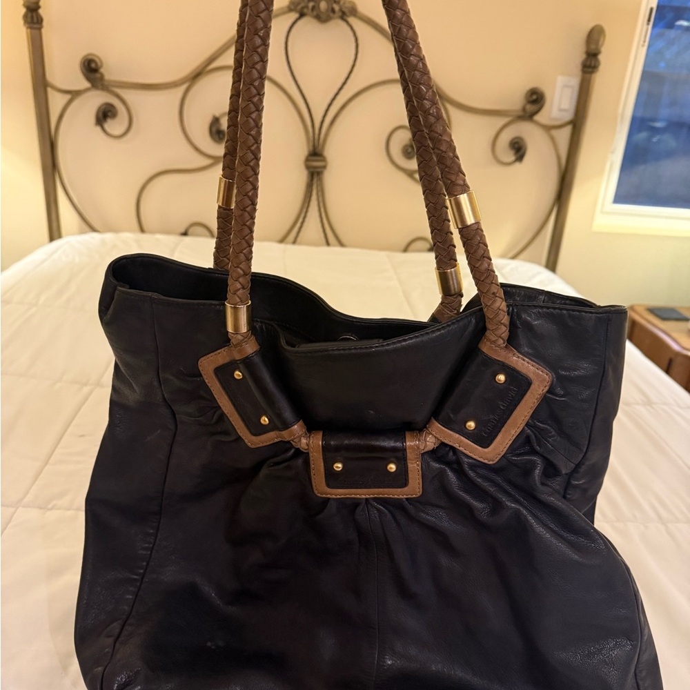 Charles David Black Leather Tote Bag